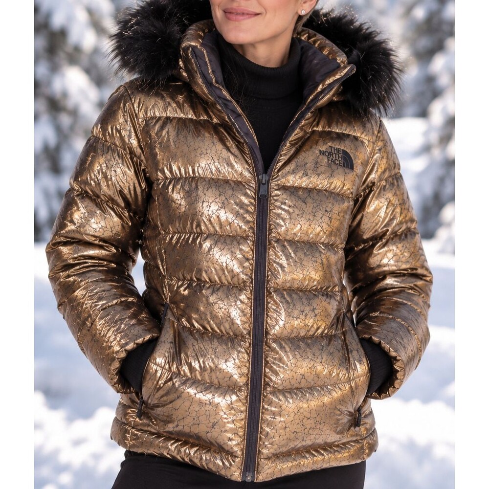 NWT The North Face Urban Explore Metallic Copper Puffer Jacket Sz XL Hood Fur